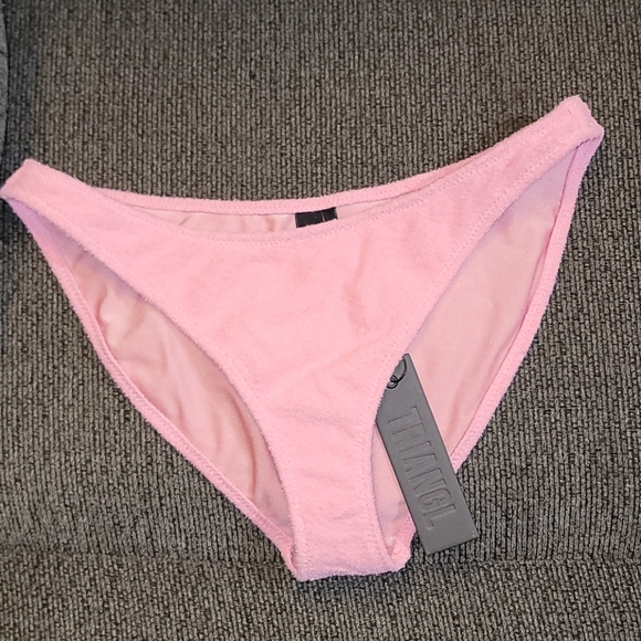 Pink terry cloth normal coverage bathing suit bottom - Picture 1 of 3